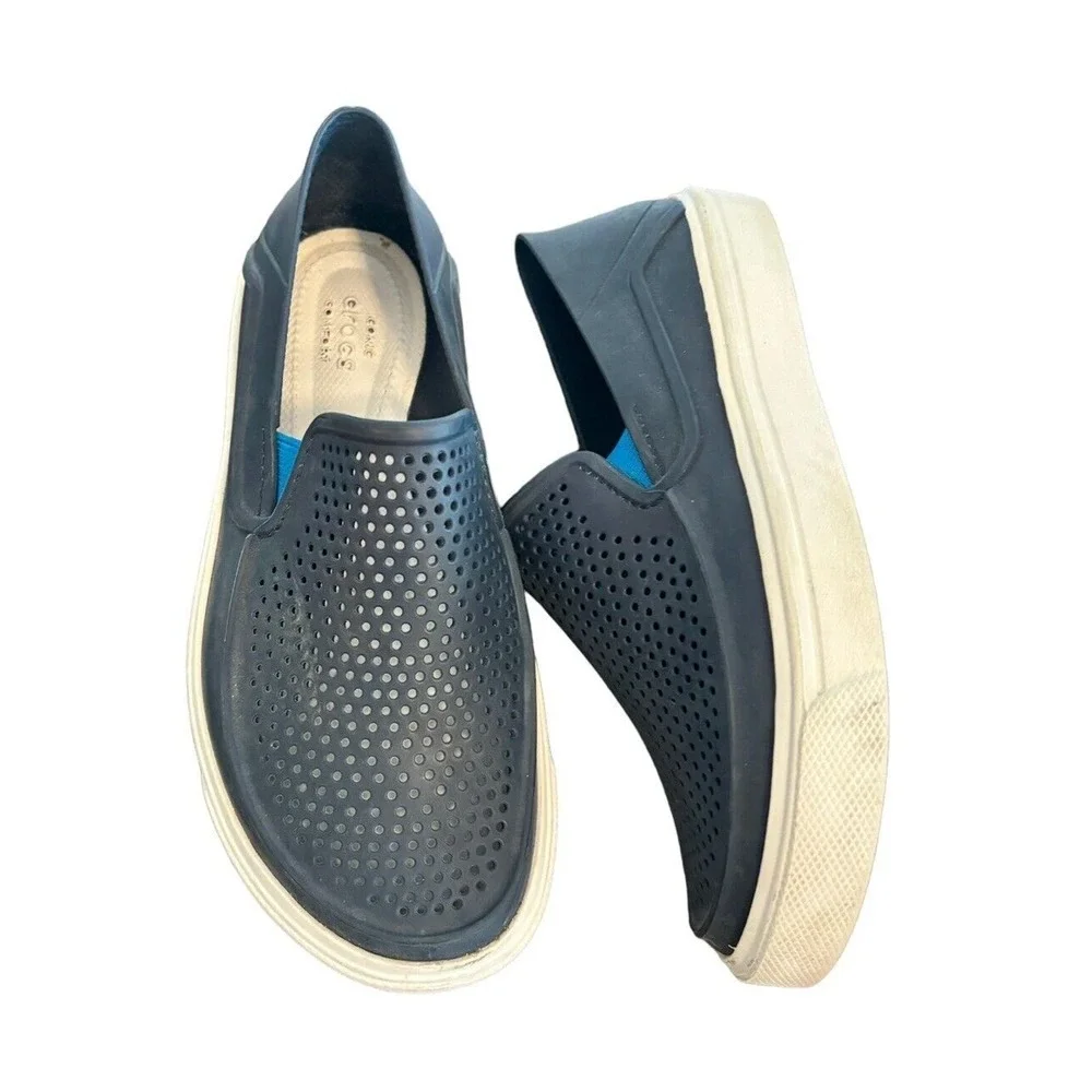 Iconic Crocs Little Kids Youth Navy Blue Rubber Holes Water Beach Junior sz 1